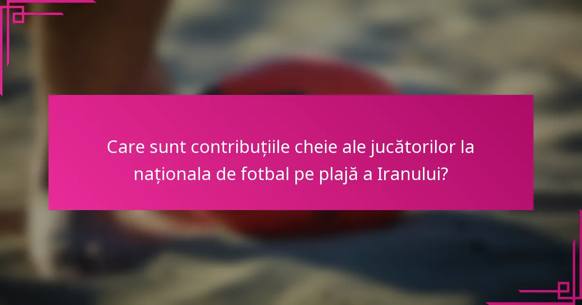 Care sunt contribuțiile cheie ale jucătorilor la naționala de fotbal pe plajă a Iranului?