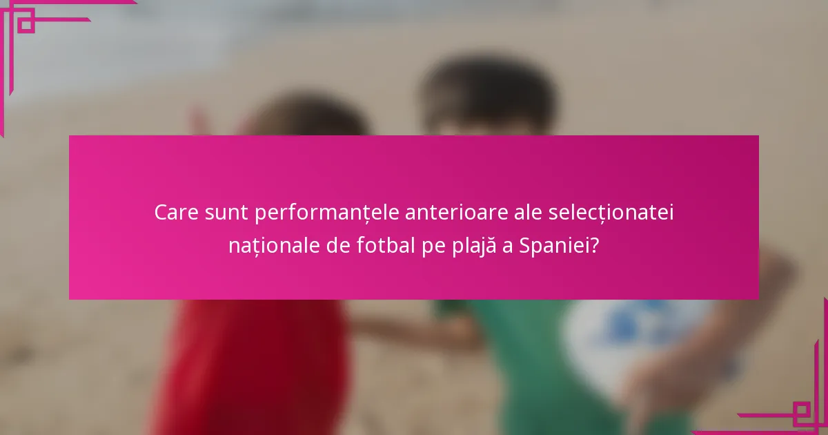 Care sunt performanțele anterioare ale selecționatei naționale de fotbal pe plajă a Spaniei?