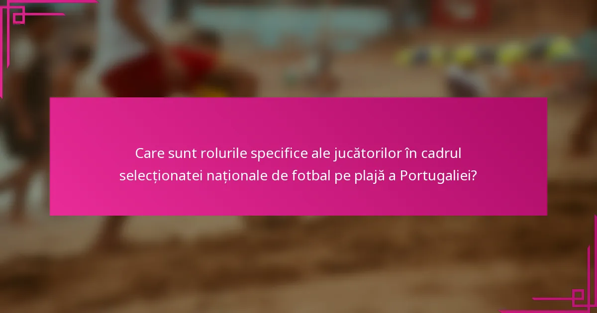 Care sunt rolurile specifice ale jucătorilor în cadrul selecționatei naționale de fotbal pe plajă a Portugaliei?