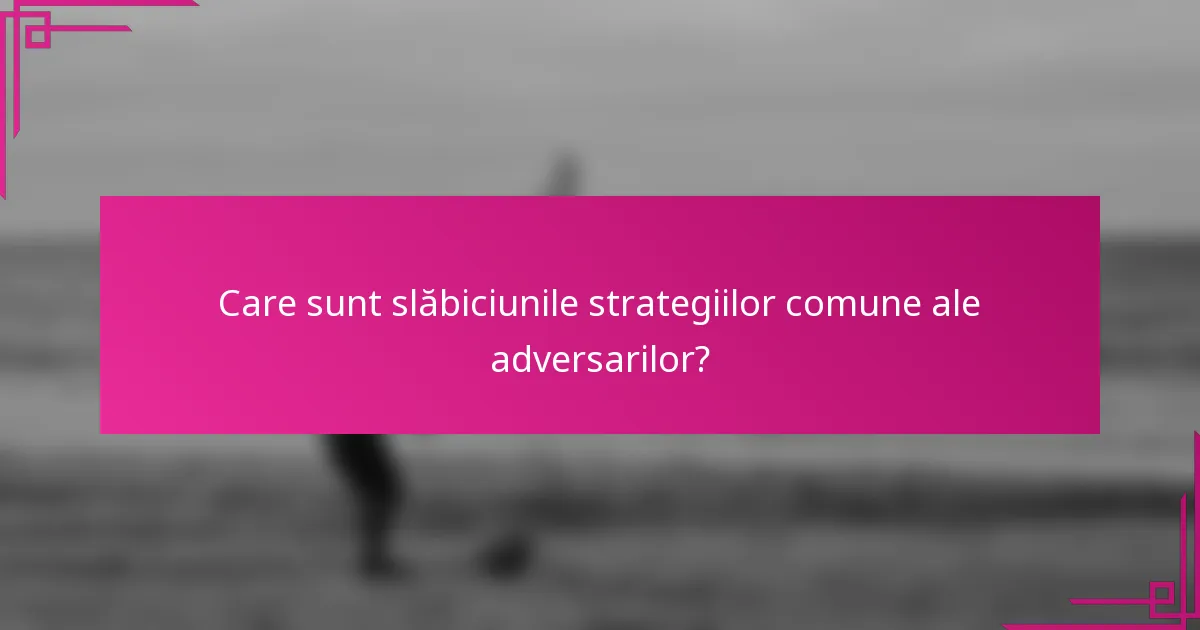 Care sunt slăbiciunile strategiilor comune ale adversarilor?