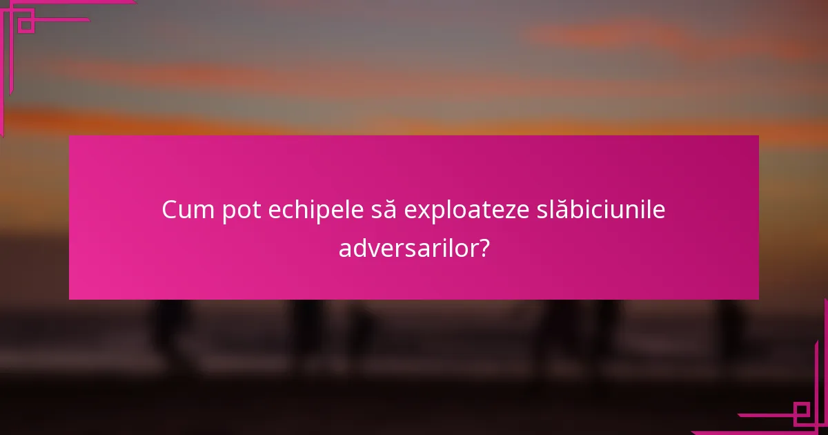 Cum pot echipele să exploateze slăbiciunile adversarilor?